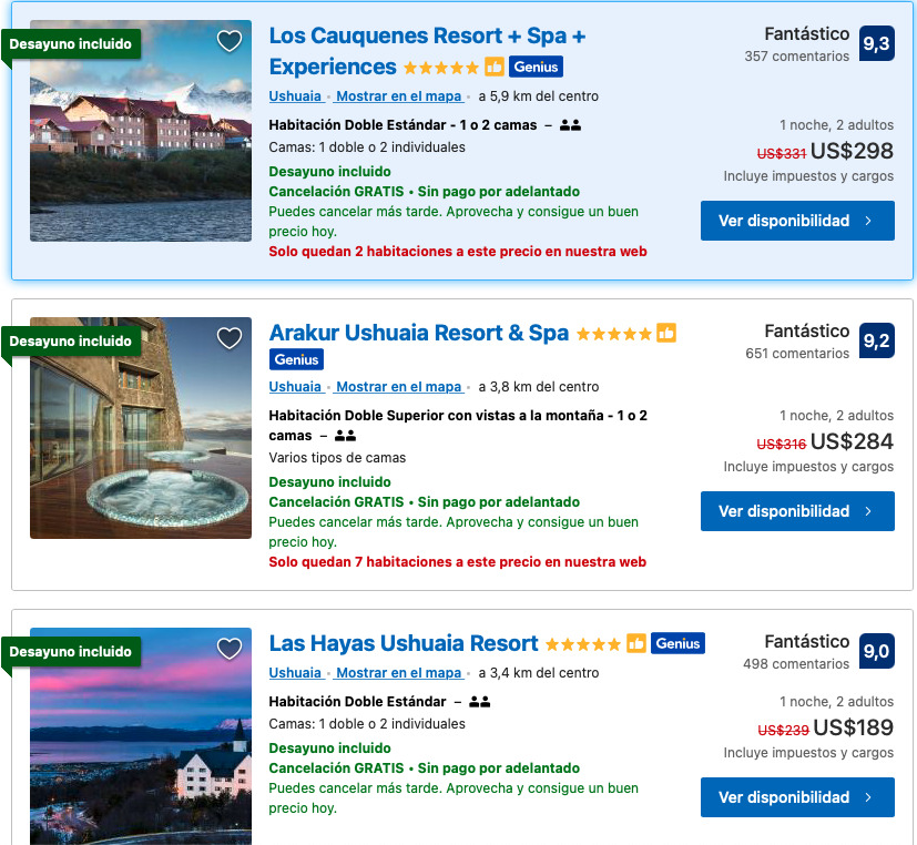 hoteles ushuaia