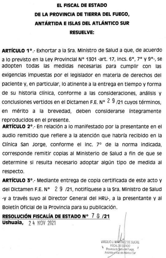 Fiscalía de Estado exhortó a la Ministra de Salud a cumplir con las exigencias en materia de derechos del paciente 1 imagen 20