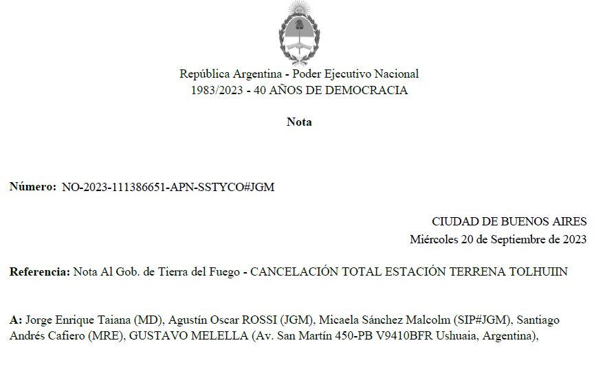 RADAR DE LEOLABS. Para el gobierno nacional, la Provincia de Tierra del Fuego debe actuar para cancelar la actividad del radar