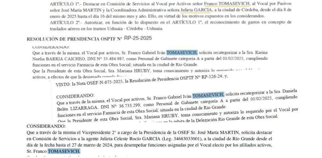 OSEF: Tomasevich denunció una campaña sucia en su contra