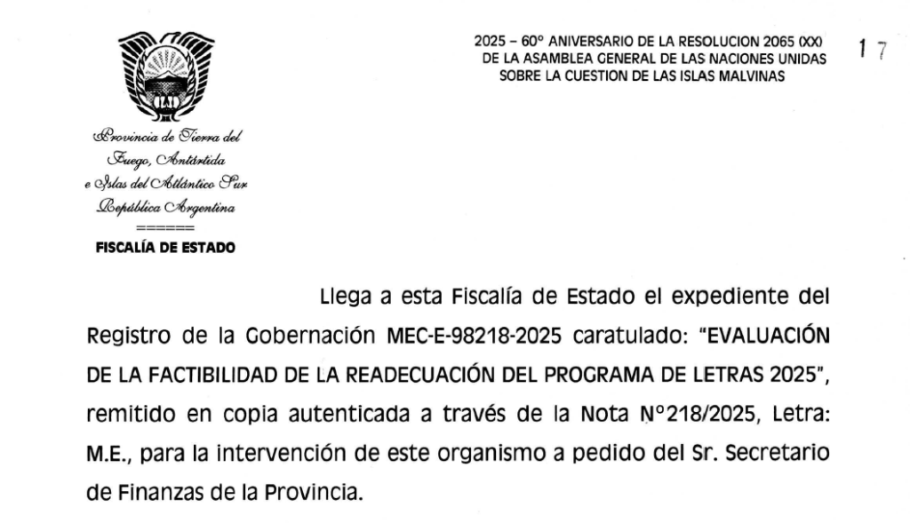 Fiscalía de Estado no avaló la readecuación propuesta por el Ministerio de Economía
