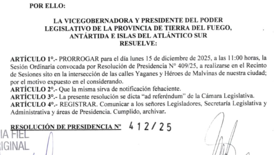 La Legislatura prorrogó para el 15 de diciembre la cuarta sesión ordinaria