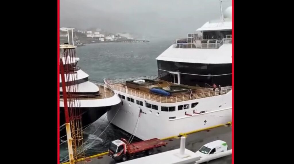 El World Voyager se soltó por el viento y colisionó con el Viking Octantis en el Puerto de Ushuaia