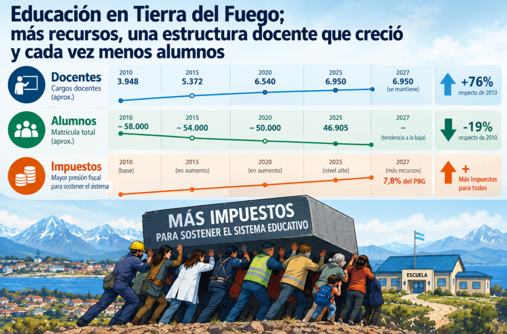 Educación en Tierra del Fuego: más recursos, más estructura docente y cada vez menos alumnos